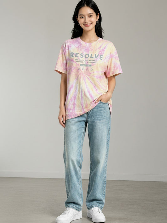 Leox Hub Ricca Ricca colorful tie-dye t-shirt featuring front graphic print and casual relaxed fit