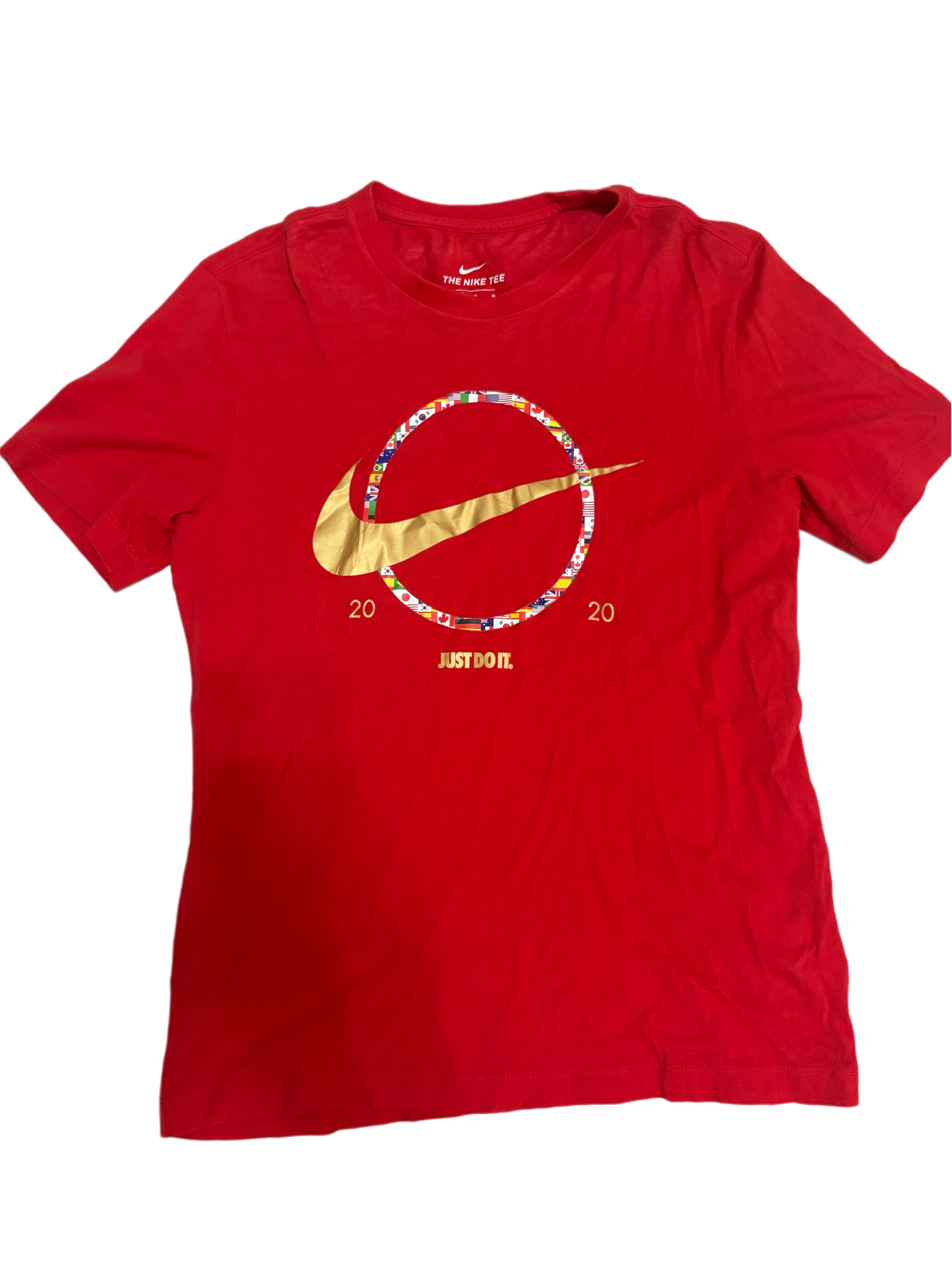 Vintage Nike 2020 Tokyo Olympics World Flags Gold Swoosh Tee