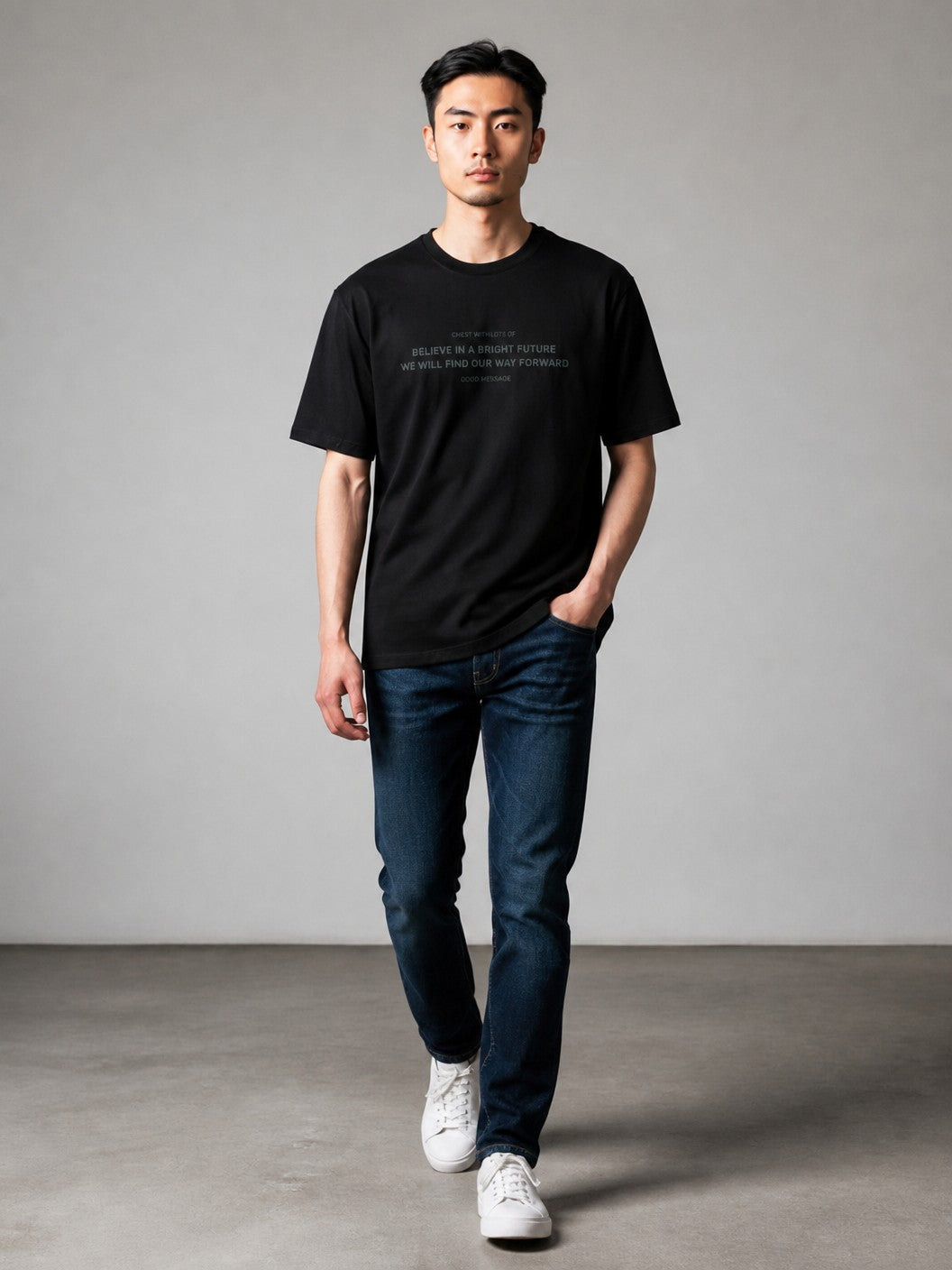 Leox Hub BAYFLOW Japan Bright Future slogan t-shirt in soft rayon-blend fabric featuring chest graphic print