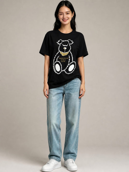 Leox Hub cute puppy graphic t-shirt featuring adorable dog portrait illustration print