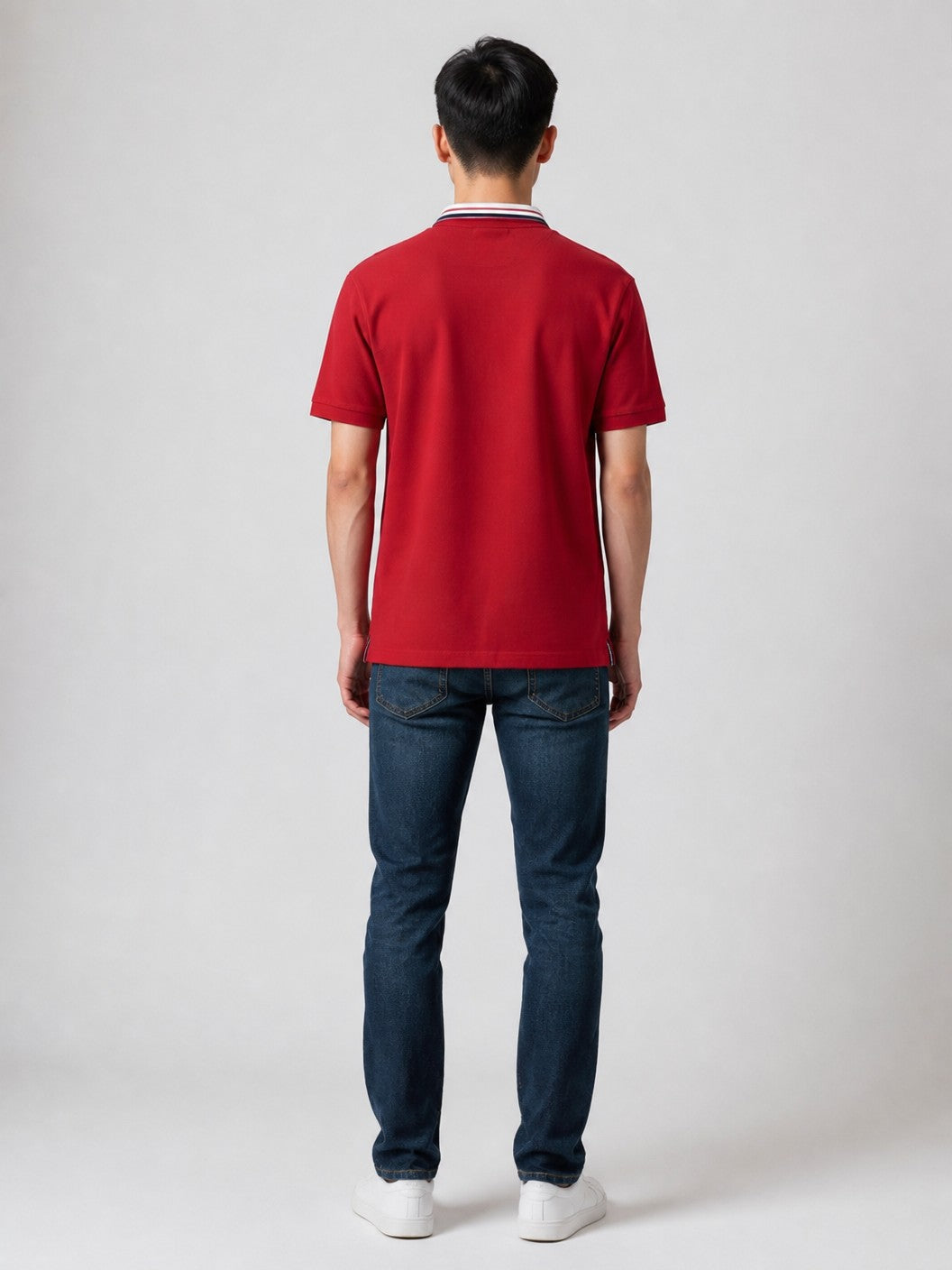 Leox Hub vintage J.PRESS red polo shirt featuring striped collar detail