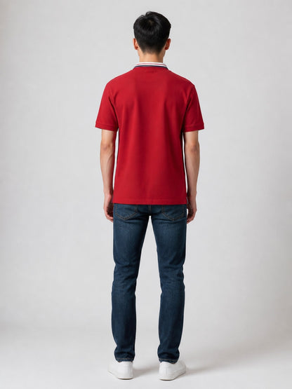 Leox Hub vintage J.PRESS red polo shirt featuring striped collar detail