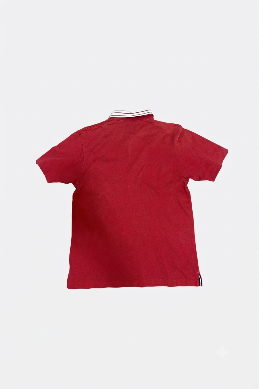 Leox Hub vintage J.PRESS red polo shirt featuring striped collar detail