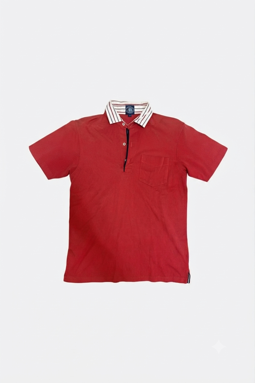 Leox Hub vintage J.PRESS red polo shirt featuring striped collar detail