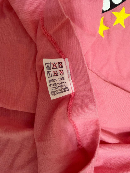 Leox Hub vintage pink cotton t-shirt interior care label with Japanese text and washing instructions