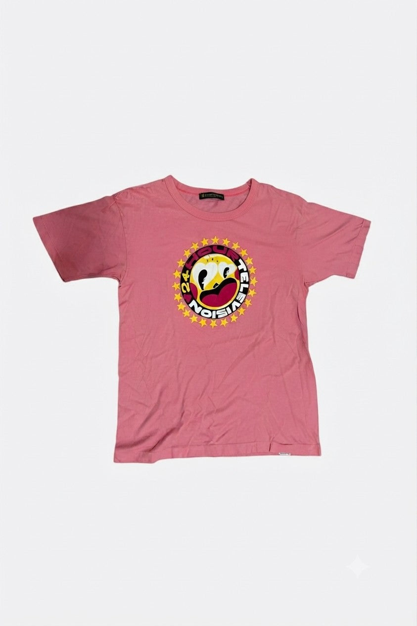 Leox Hub pink vintage 2018 Japan 24 Hours TV charity t-shirt featuring Hattie Stewart graphic art