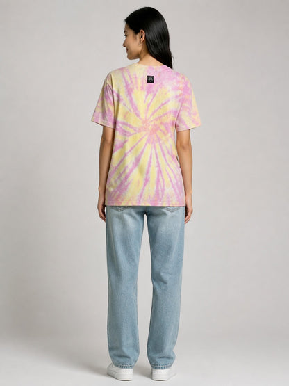 Leox Hub Ricca Ricca colorful tie-dye t-shirt featuring front graphic print and casual relaxed fit