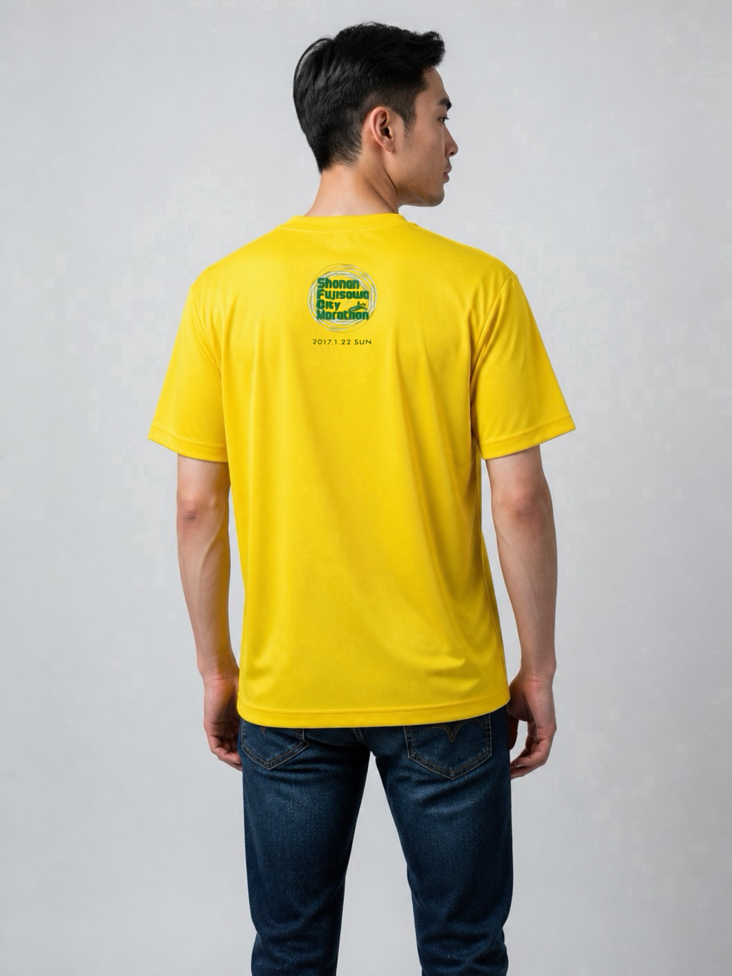 Leox Hub Shonan Fujisawa City Marathon event t-shirt featuring runner graphic and Japanese event typography