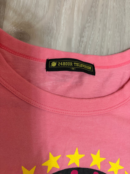 Leox Hub vintage pink 24 Hour Television charity t-shirt with Hattie Stewart design and size M neck label